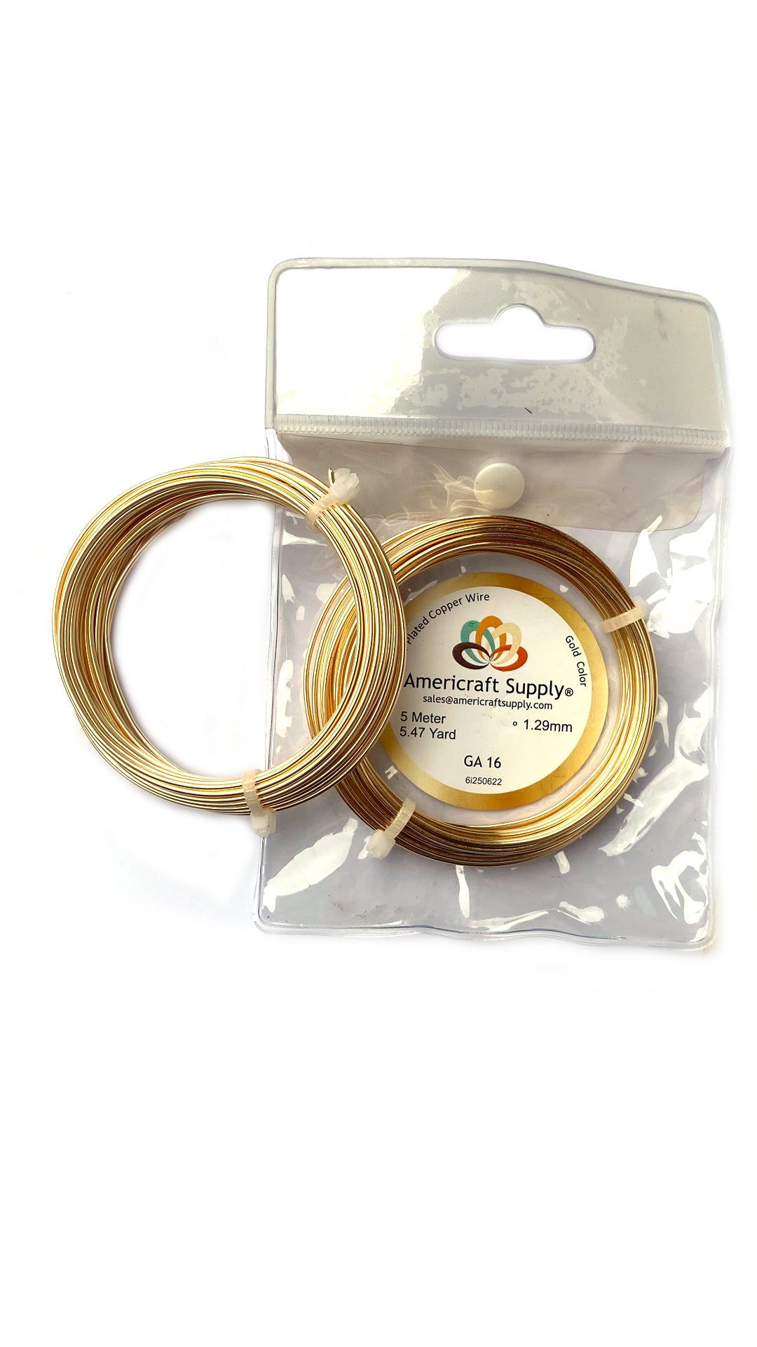 Gold Color. Ga 14-16-18-20-22-24-26-28-30-32 Similar color to gold 18k Does not tarnish. Brand AMERICRAFT SUPPLY ®