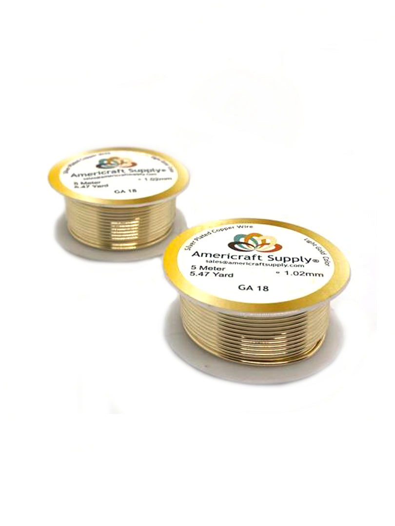 Light Gold Color. Ga 14-16-18-20-22-24-26-28-30-32 Color similar to 14K gold. Does not tarnish. Brand Americraft Supply® Similar color gold 14K