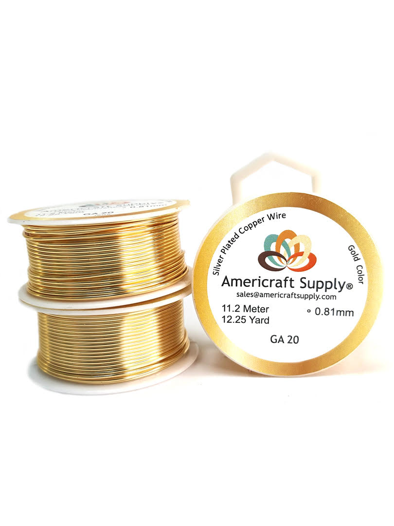 Gold Color. Ga 14-16-18-20-22-24-26-28-30-32 Similar color to gold 18k Does not tarnish. Brand AMERICRAFT SUPPLY ®