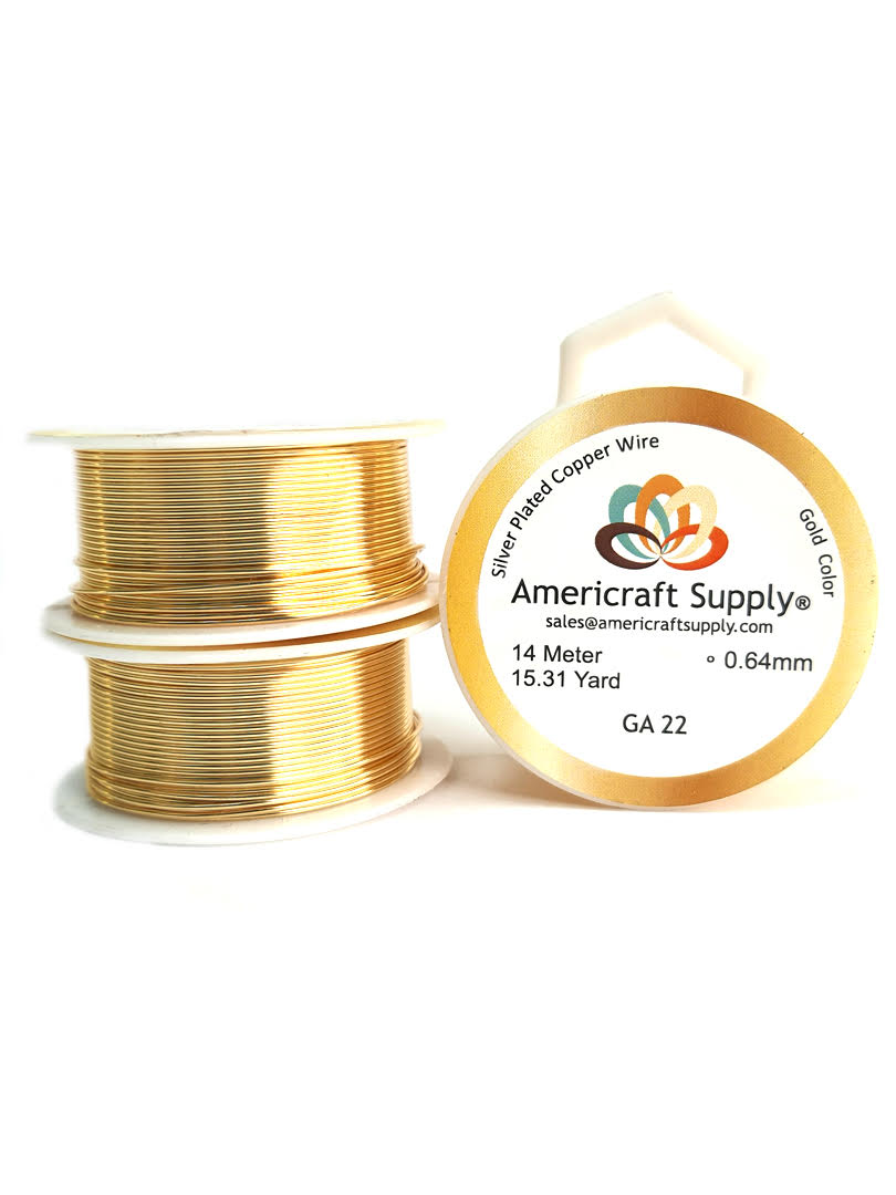 Gold Color. Ga 14-16-18-20-22-24-26-28-30-32 Similar color to gold 18k Does not tarnish. Brand AMERICRAFT SUPPLY ®