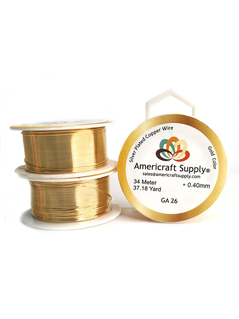 Gold Color. Ga 14-16-18-20-22-24-26-28-30-32 Similar color to gold 18k Does not tarnish. Brand AMERICRAFT SUPPLY ®