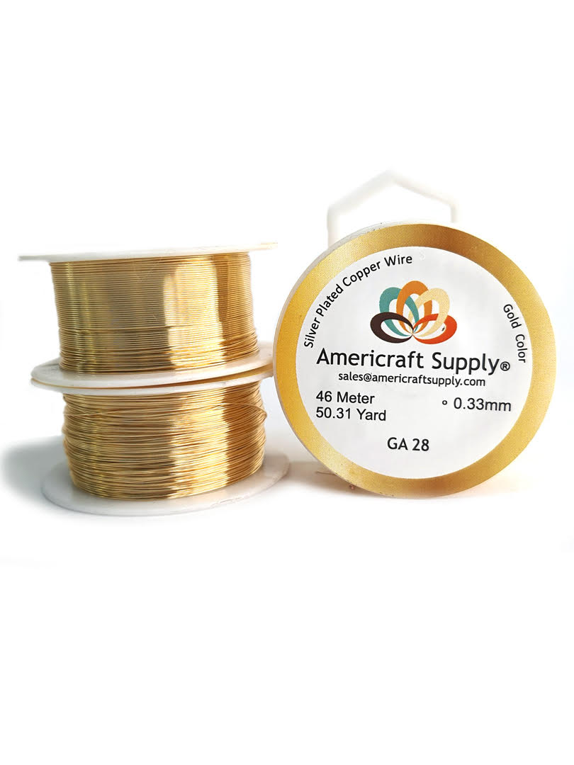 Gold Color. Ga 14-16-18-20-22-24-26-28-30-32 Similar color to gold 18k Does not tarnish. Brand AMERICRAFT SUPPLY ®