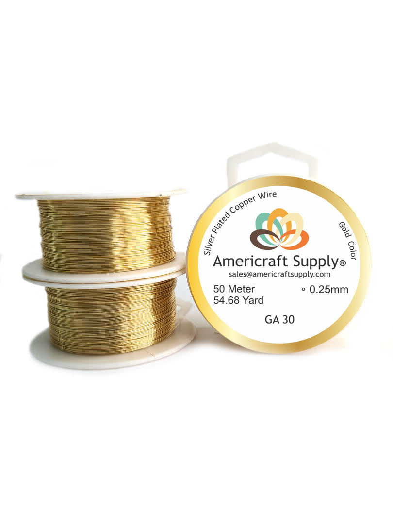 Gold Color. Ga 14-16-18-20-22-24-26-28-30-32 Similar color to gold 18k Does not tarnish. Brand AMERICRAFT SUPPLY ®