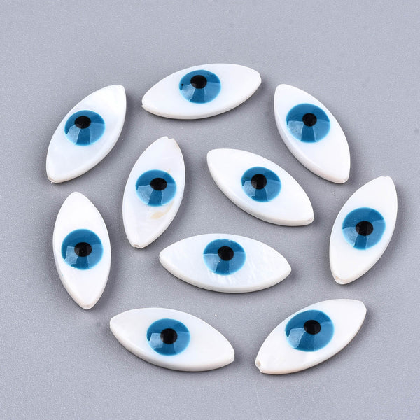 White and blue Eye pendant or Mother of pearl