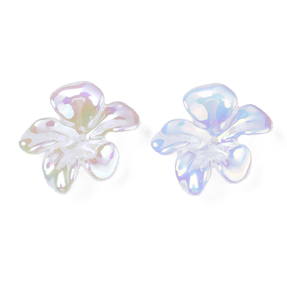 Electroplated acrylic flowers beads with 5-petals