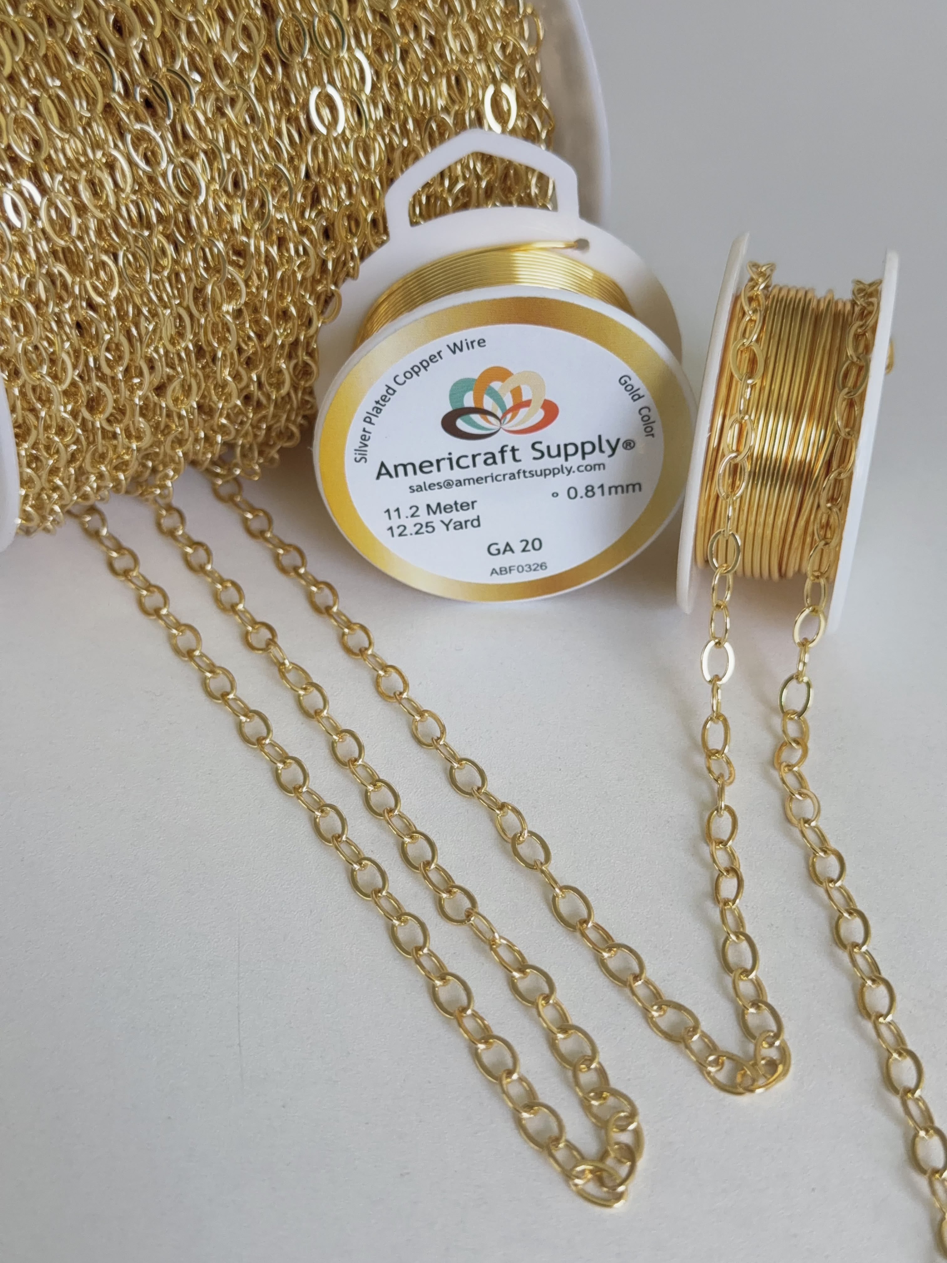 Gold Color Chain for Jewelry Making by the Meter. Oval 5.8 x 3.7 x 0.7mm Hole 3.8 x 2.5 mm