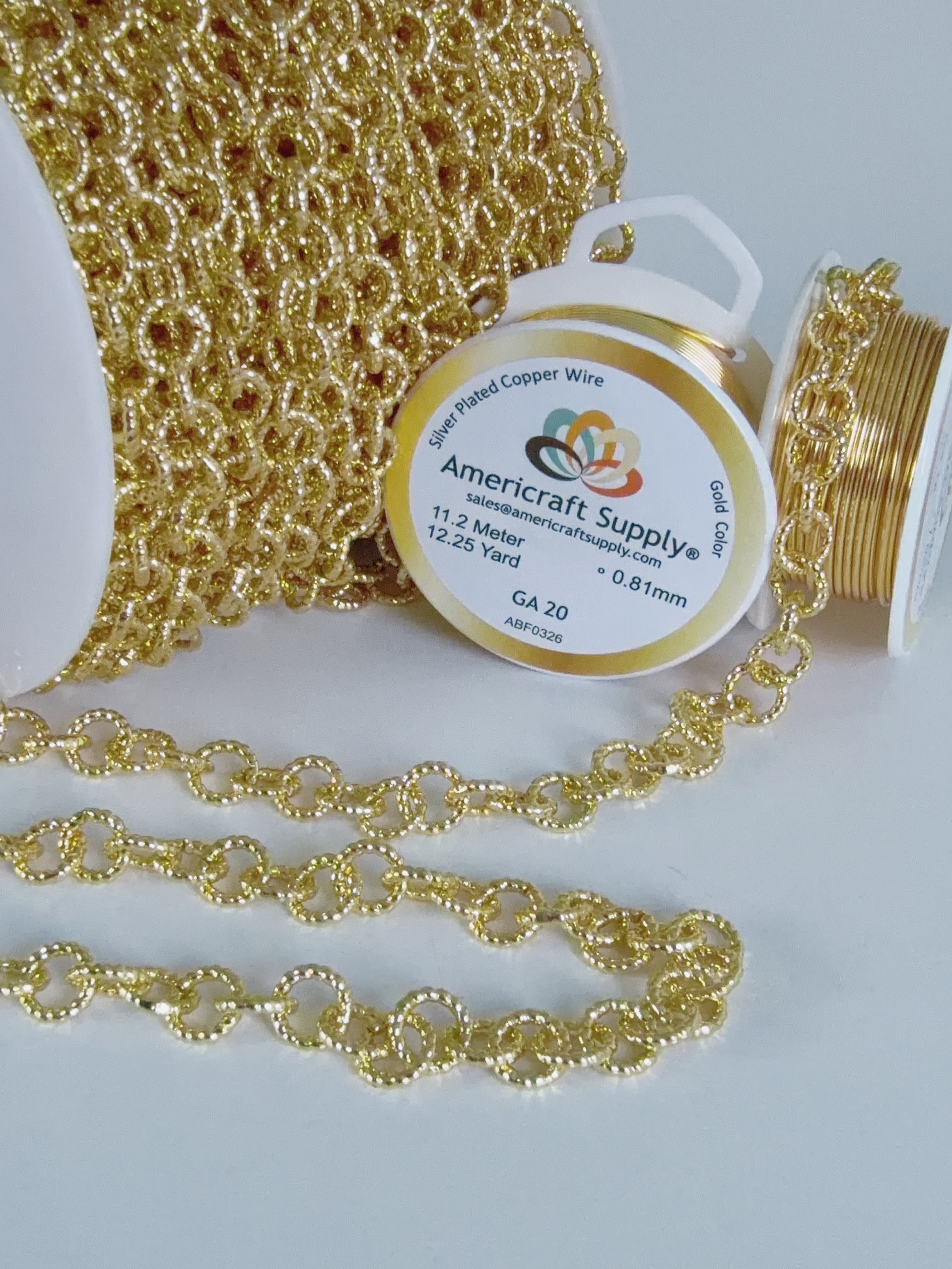 Gold Color Chain for Jewelry Making by the Meter Size 8 x 1.4mm- Hole 5mm