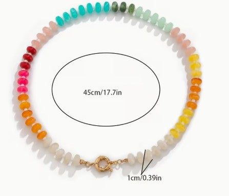 Multicolor Acrylic Necklace with Gold Sailor-Style Clasp | Modern Jewelry for Women