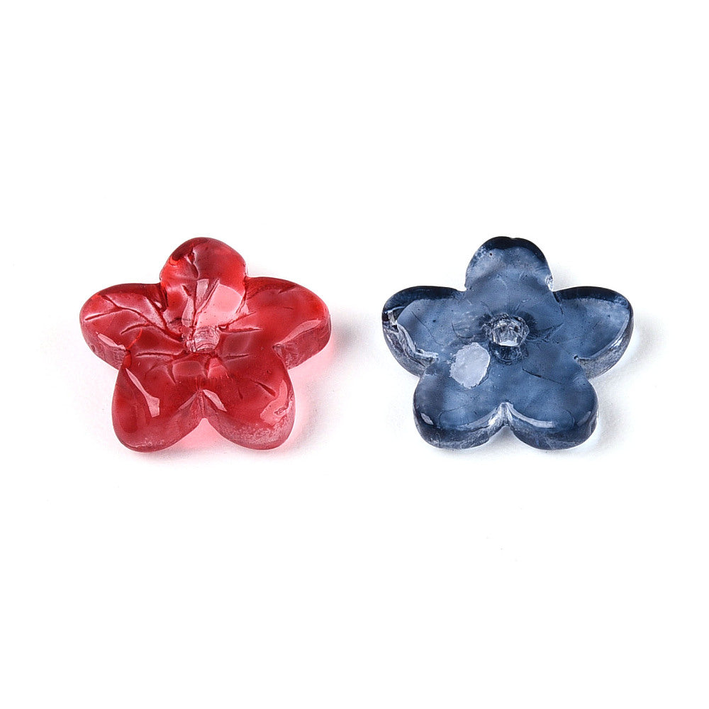 Glass flower; multicolrs; size: 9 to 10 mm (20pcs)
