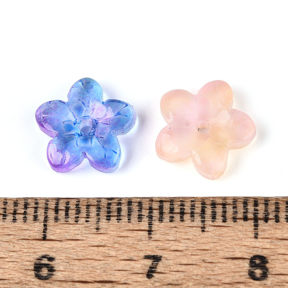 Glass flower; multicolrs; size: 9 to 10 mm (20pcs)