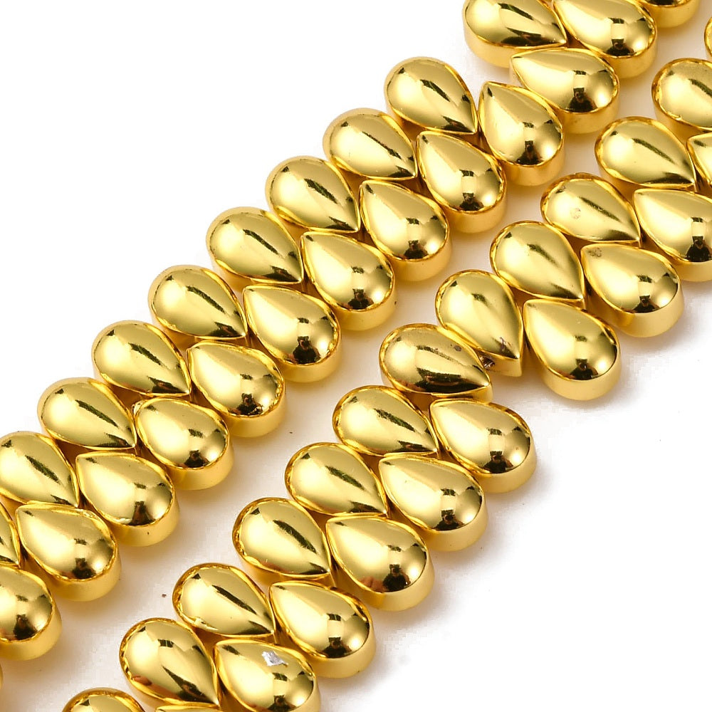 Electroplate Glass Beads, Teardrop, 9x6x5.5mm, Hole: 0.9mm (10 PCS)