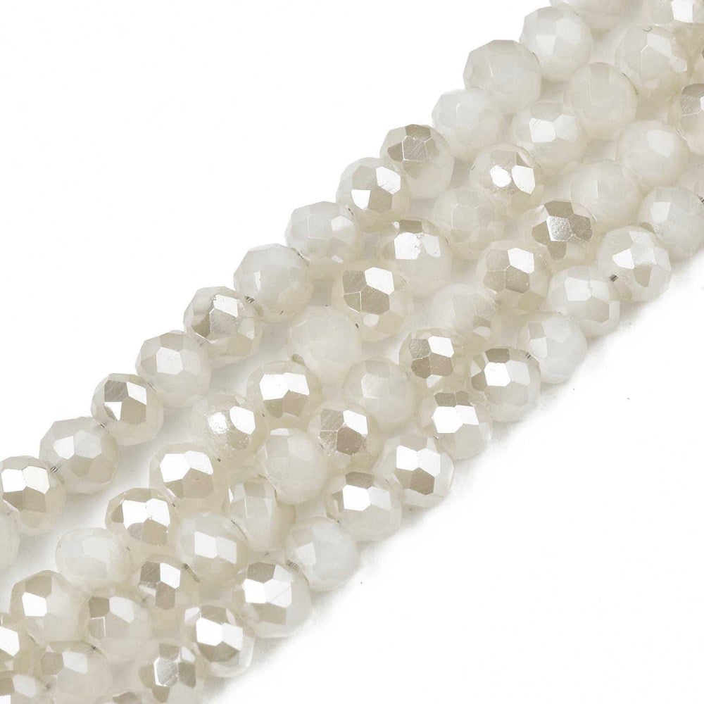 lectroplate Opaque Solid Color Glass Beads Strands, Faceted, Rondelle, 2.5x1.5mm