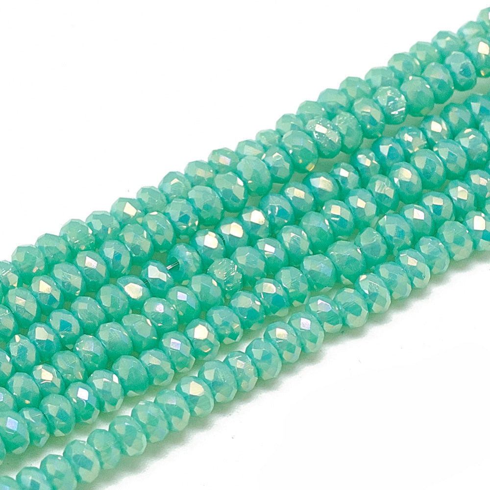 lectroplate Opaque Solid Color Glass Beads Strands, Faceted, Rondelle, 2.5x1.5mm