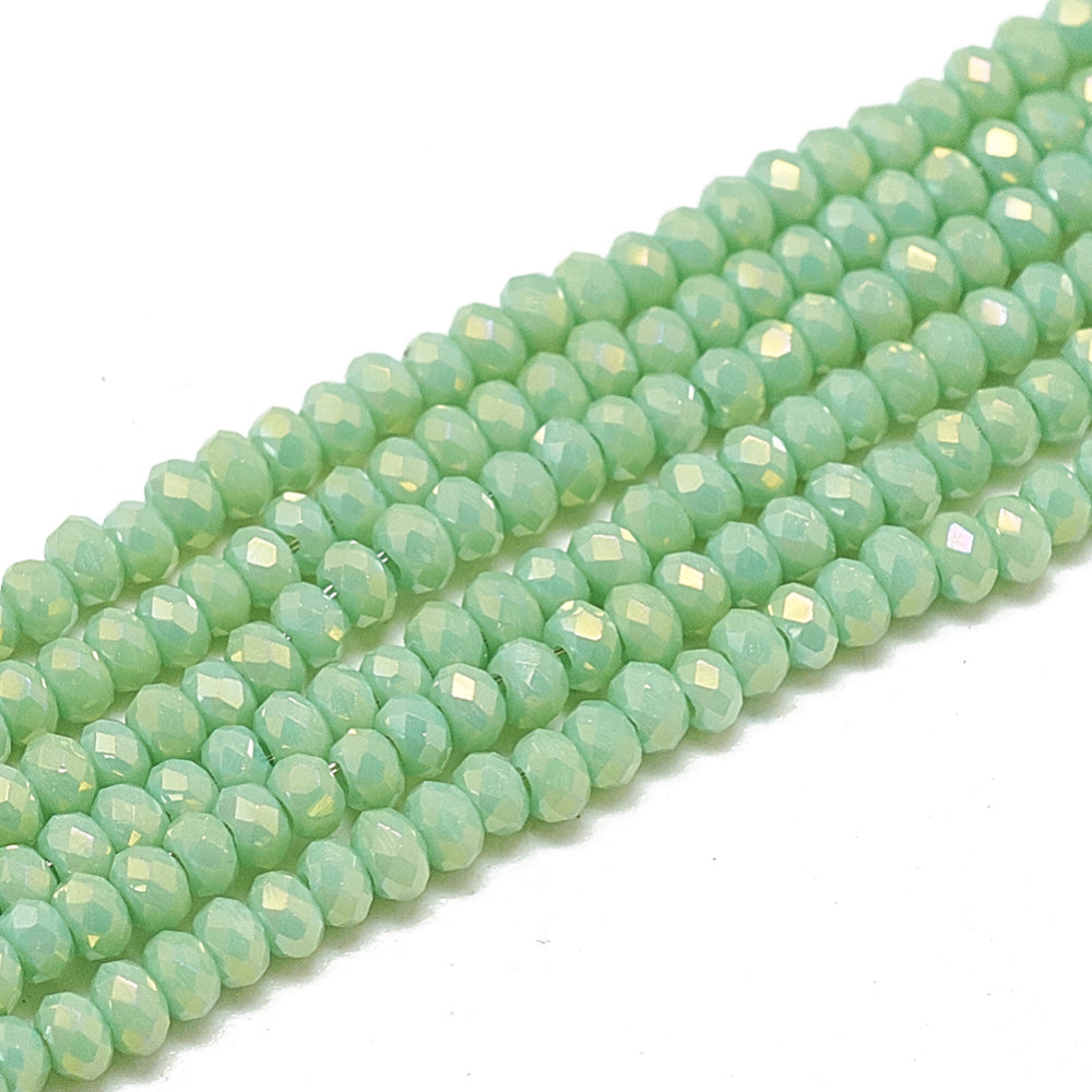 lectroplate Opaque Solid Color Glass Beads Strands, Faceted, Rondelle, 2.5x1.5mm