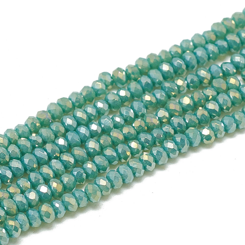 lectroplate Opaque Solid Color Glass Beads Strands, Faceted, Rondelle, 2.5x1.5mm