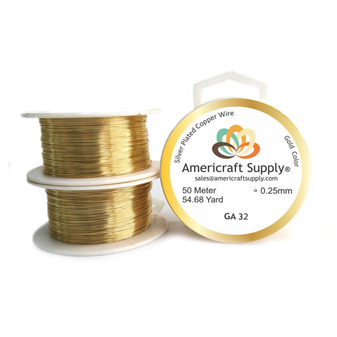 Gold Color. Ga 14-16-18-20-22-24-26-28-30-32 Similar color to gold 18k Does not tarnish. Brand AMERICRAFT SUPPLY ®