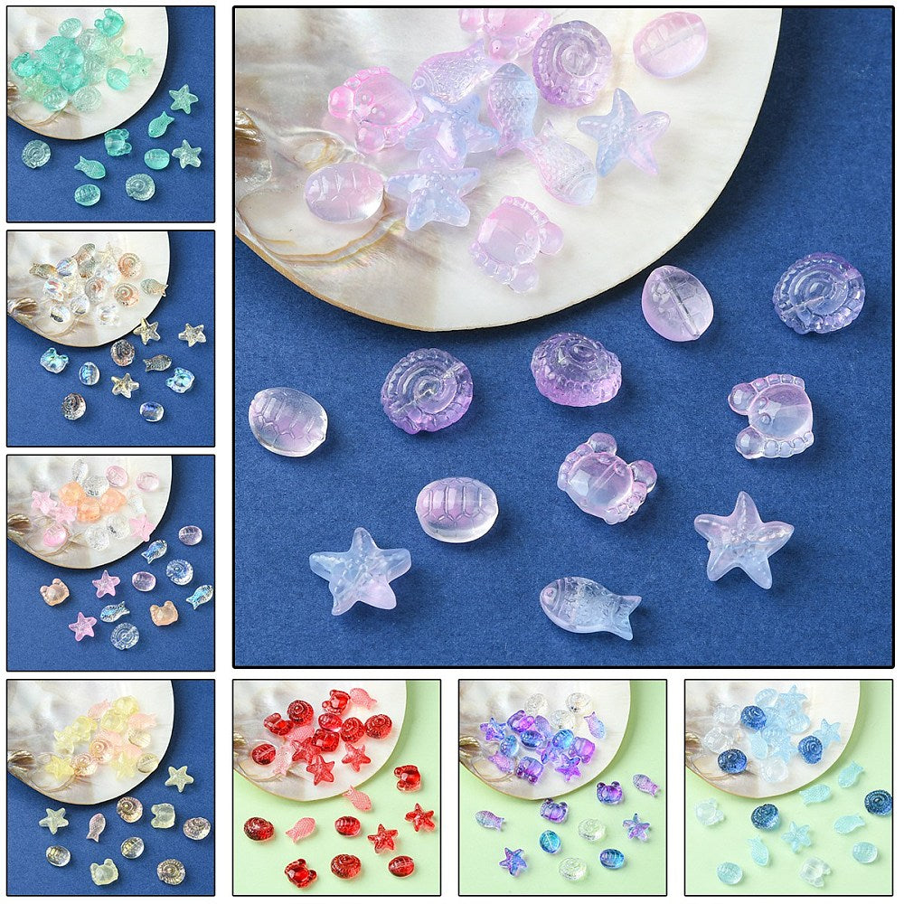 Ocean Themed Transparent Glass Beads Sets