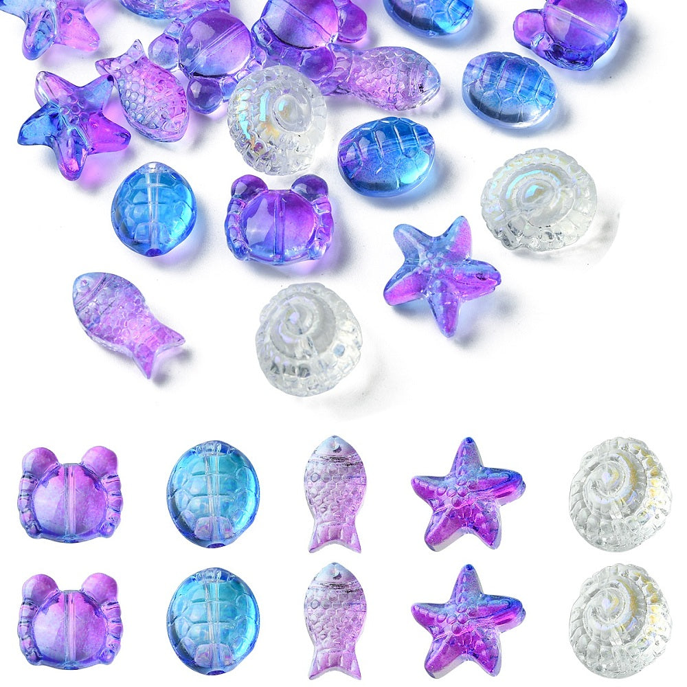 Ocean Themed Transparent Glass Beads Sets