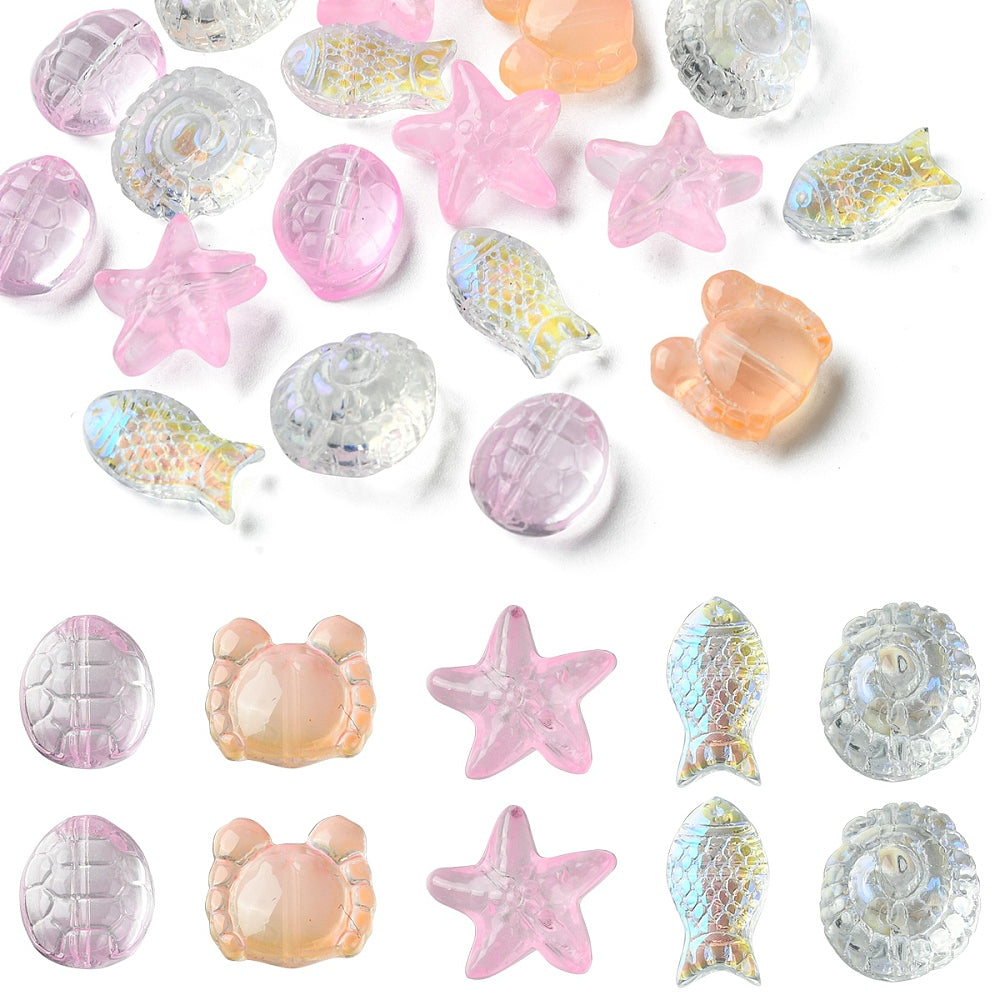 Ocean Themed Transparent Glass Beads Sets