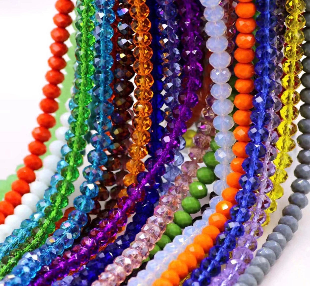 Cuentas de cristal redondas multicolores