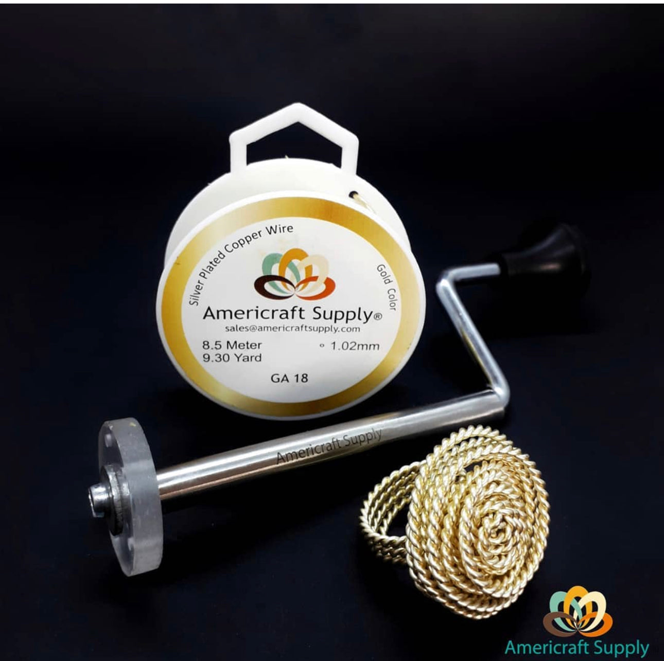 Twisted wire. Gold-plated. 1.92 mm. Original color (similar to 18k gold). Brand: AMERICRAFT SUPPLY.
