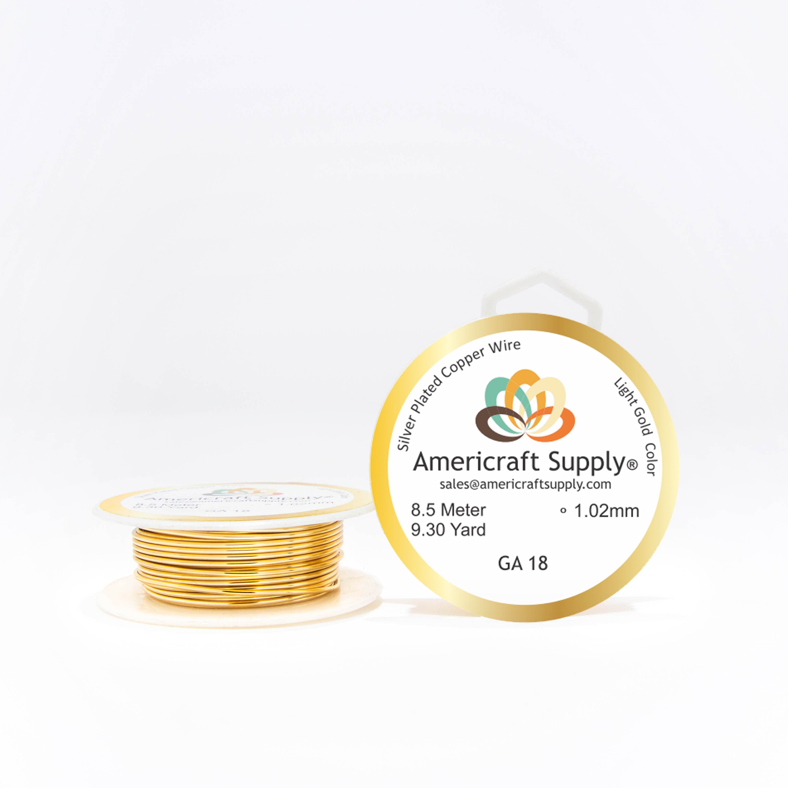 Light Gold Color. Ga 14-16-18-20-22-24-26-28-30-32 Color similar to 14K gold. Does not tarnish. Brand Americraft Supply® Similar color gold 14K