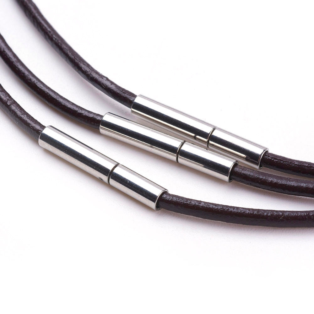 Cowhide Leather Cord Necklace Making, with 304 Stainless Steel Clasps
