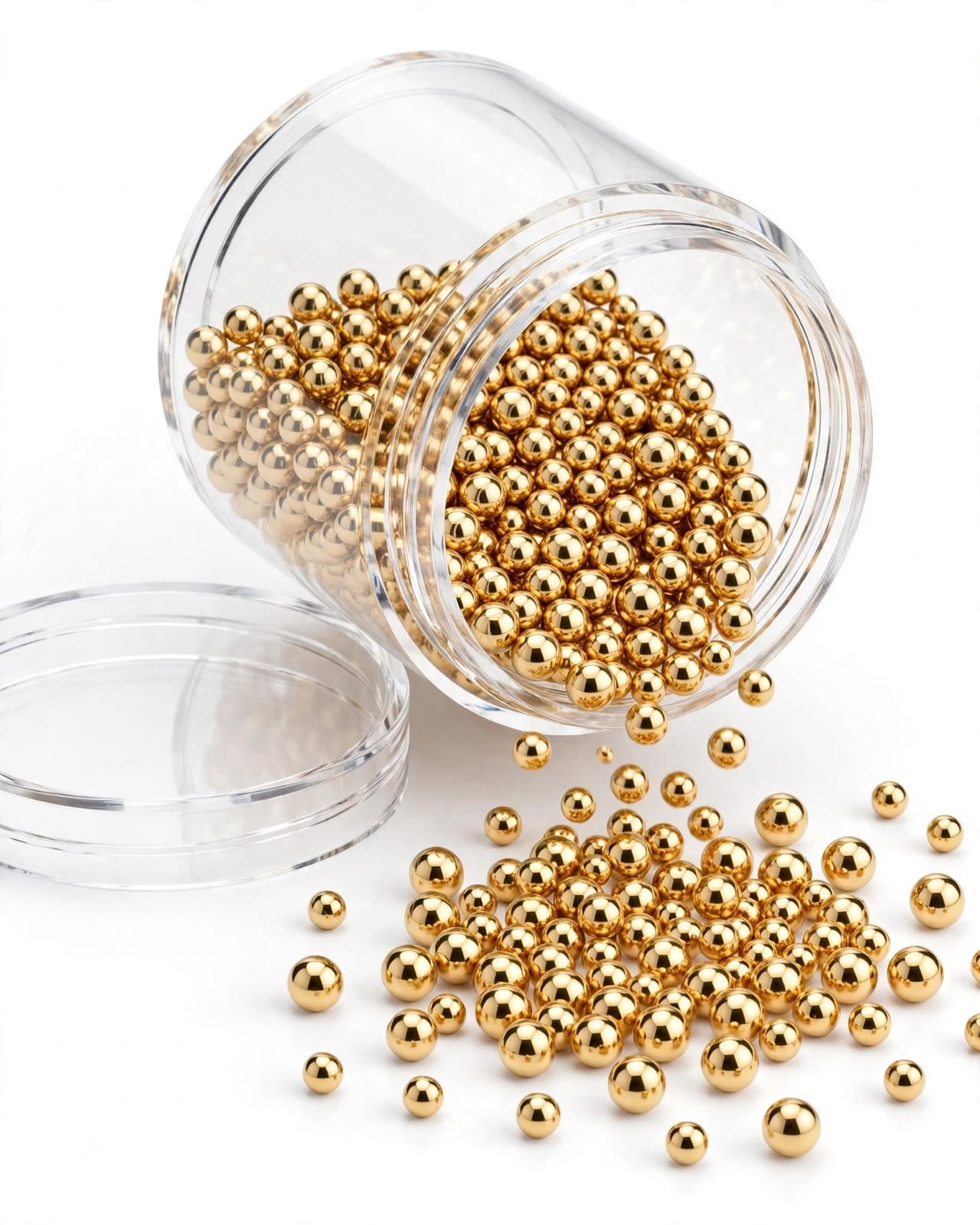 Round beads for jewelry making. High-quality 18-karat gold color. (3, 4, 5, and 8 mm).