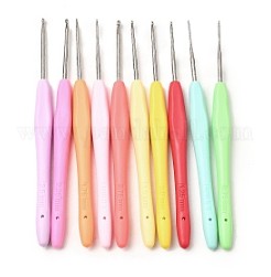 Iron crochet hook set with silicone handles, assorted colors, 133 x 10 x 8 mm, 10 pieces/set
