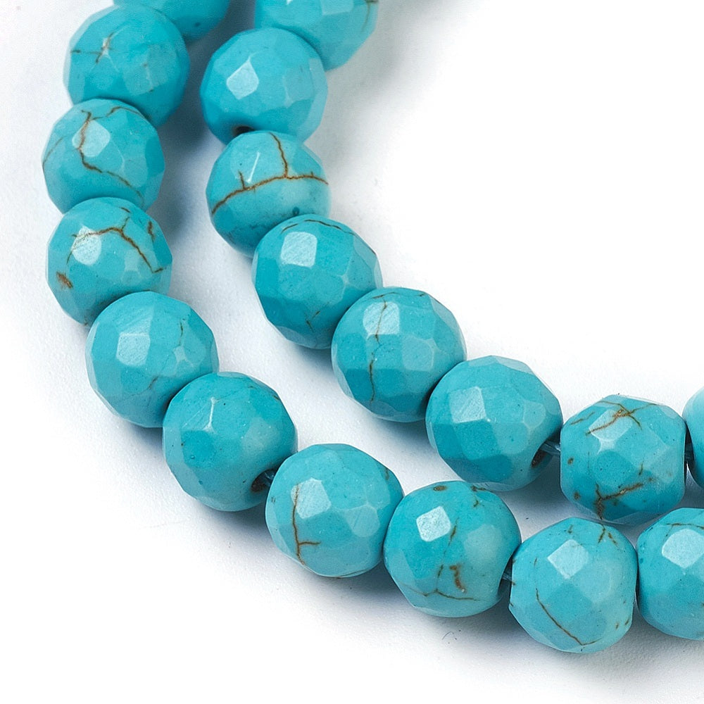 Natural Howlita Beads strands, Dyed, faceted round shape /
