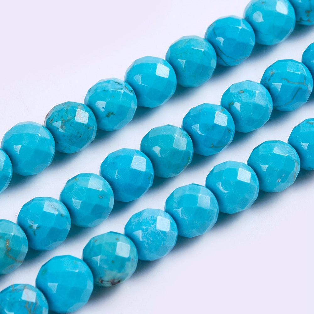 Natural Howlita Beads strands, Dyed, faceted round shape /
