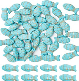 Synthetic Turquoise Dyed Beads, Fish (10 pcs)