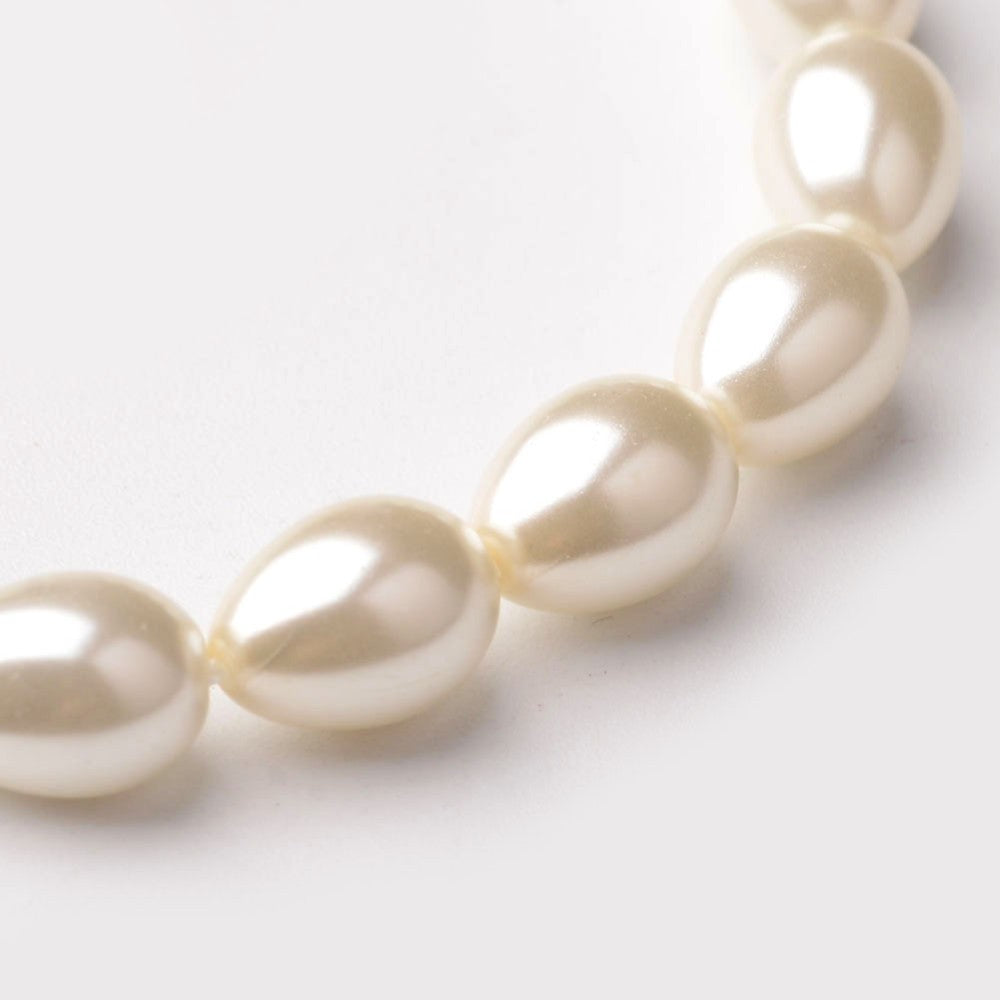 Glass Pearl teardrop, Beads Strands, White