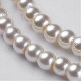Round glass pearl strands cream