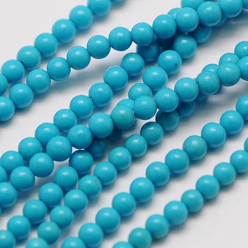 Turquoise Dyed Howlite Strips, Round / Strand, 16 '' (40 cm)