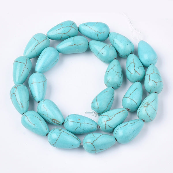 Synthetic Turquoise Beads Strands, Teardrop.