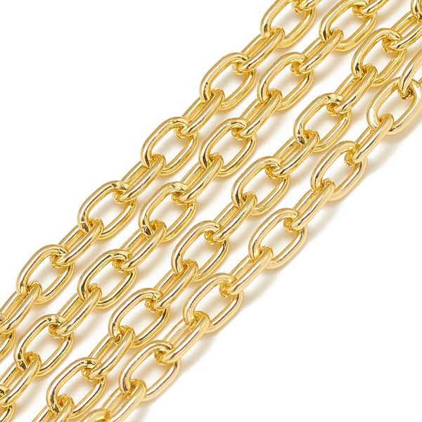 Chain Aluminum Gold, oval 9x5.7x1.6mm