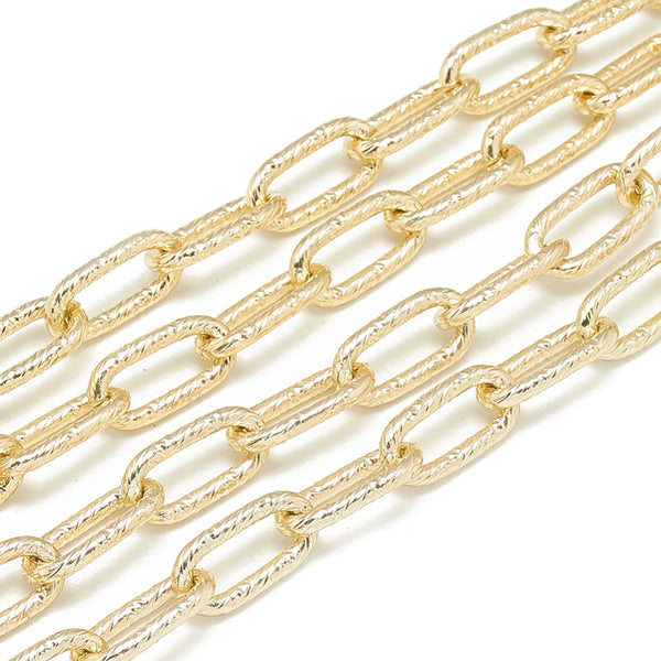 Chain Aluminium, Light gold, oval textured 16x8x2mm