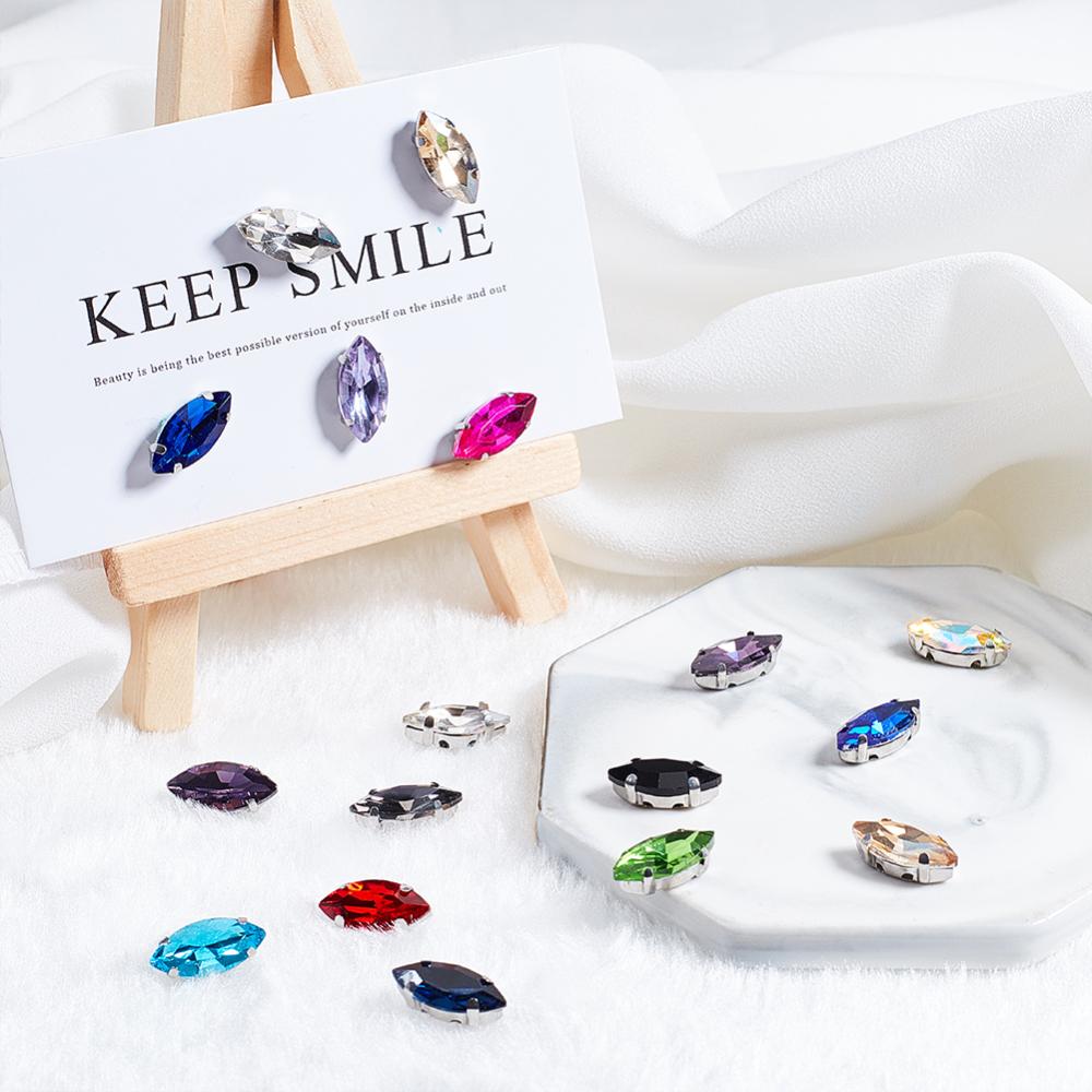 BOX MIXED COLOR. Glass Rhinestone faceted