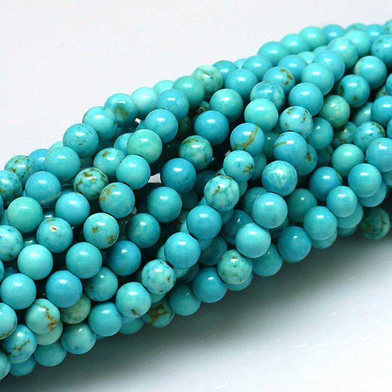 Turquoise Dyed Howlite Strips, Round / Strand, 16 '' (40 cm)