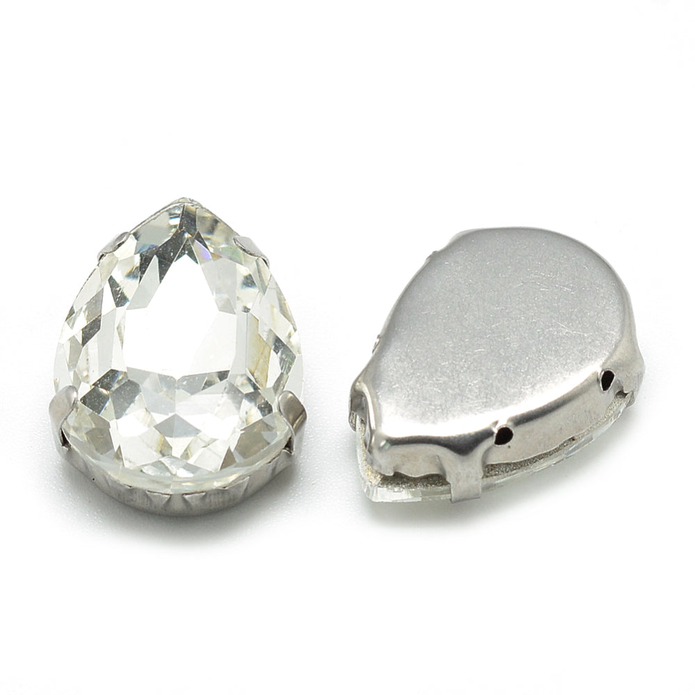 Rhinestone: Faceted Teardrop 14.5x4x4mm, hole: 0.8~1mm