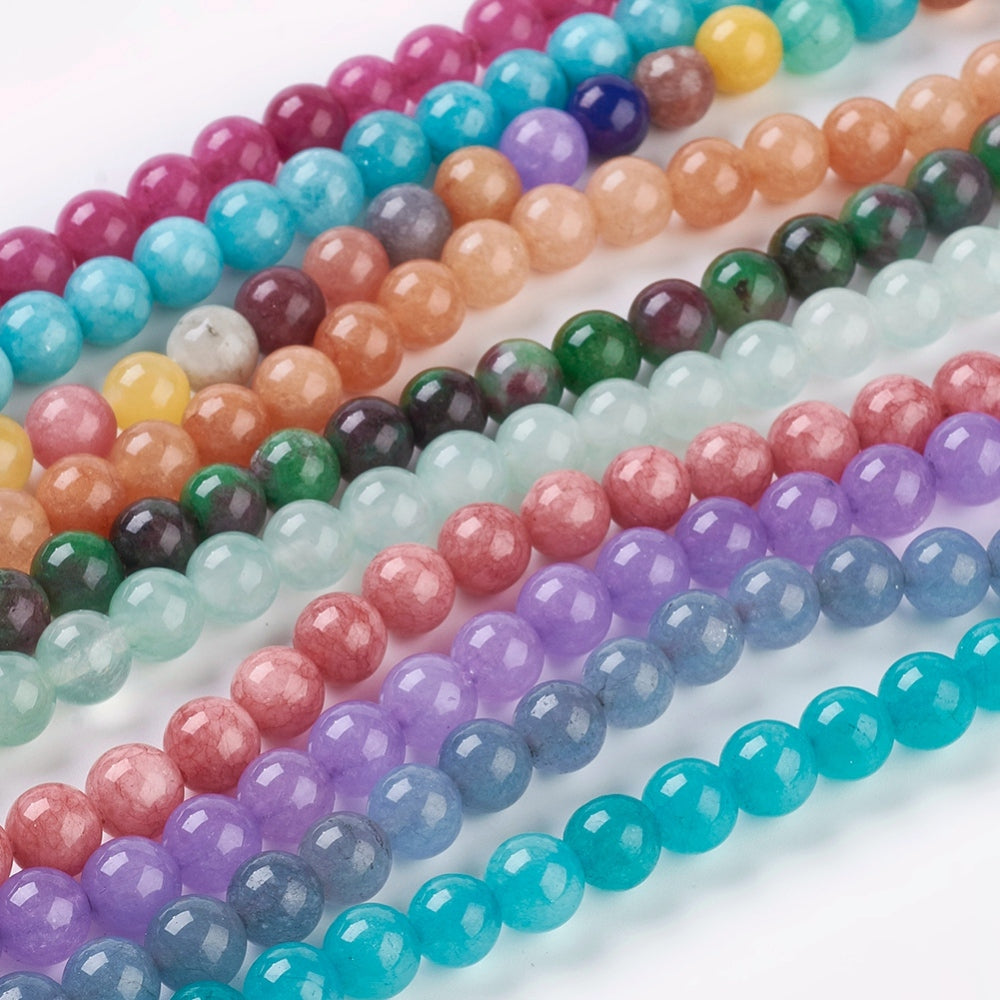 JADE STONE, STRIPS OF PAINTED, SMOOTH, ROUND 2mm
