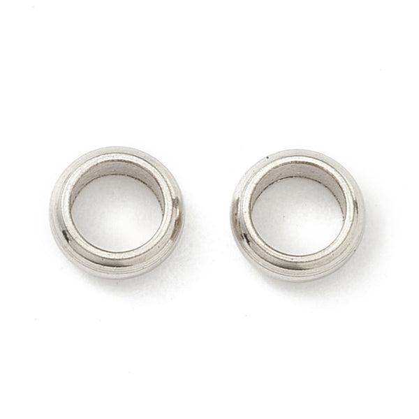 201 Stainless Steel Spacer Beads, Flat Round, Stainless Steel Color