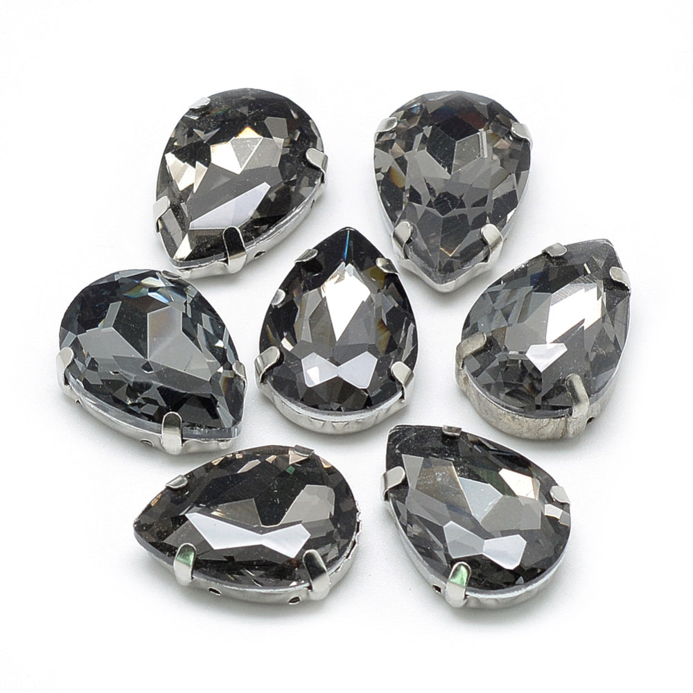 Rhinestone: Faceted Teardrop 14.5x4x4mm, hole: 0.8~1mm