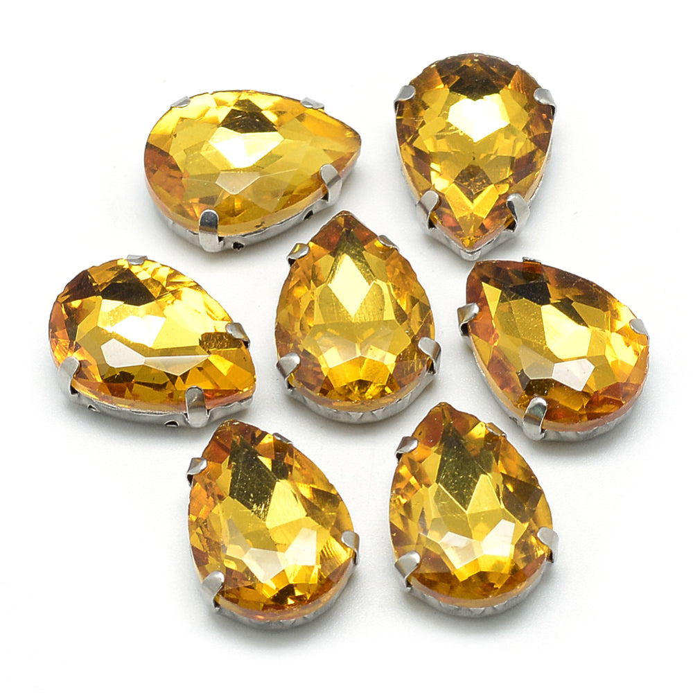Rhinestone: Faceted Teardrop 14.5x4x4mm, hole: 0.8~1mm