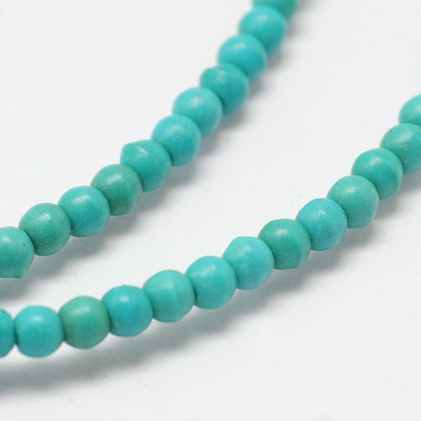 Dyed Synthetic Turquoise Strips, Round / Strand, 15.35 '' (39 cm)
