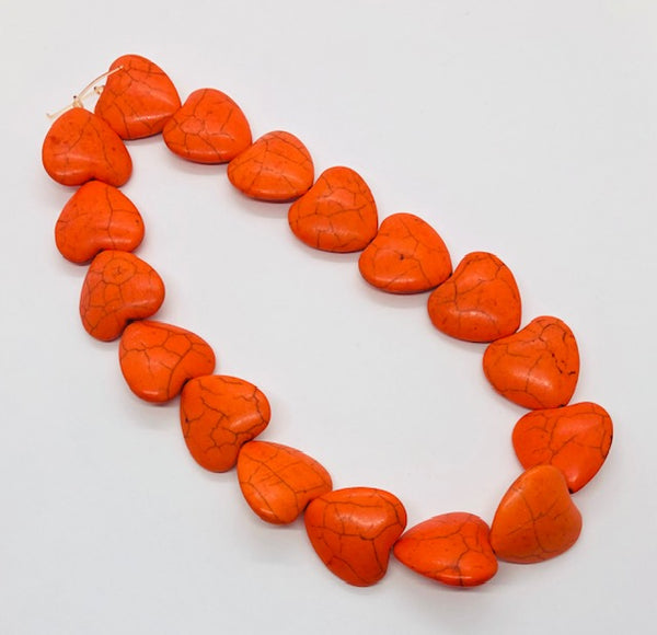 Howlita Stones Painted Orange Heart Strips