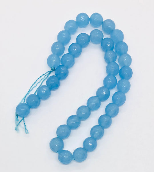 Round Blue Faceted Jade Strips
