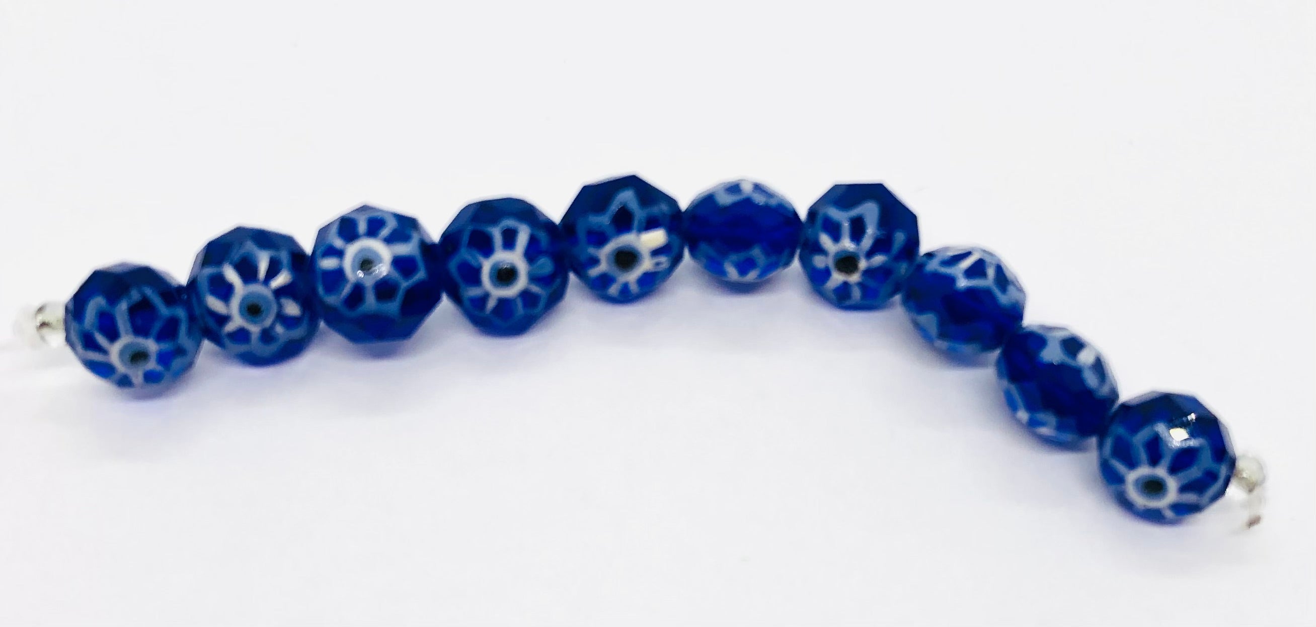 Murano Glass Turkish Eyes Translucent Faceted Strips