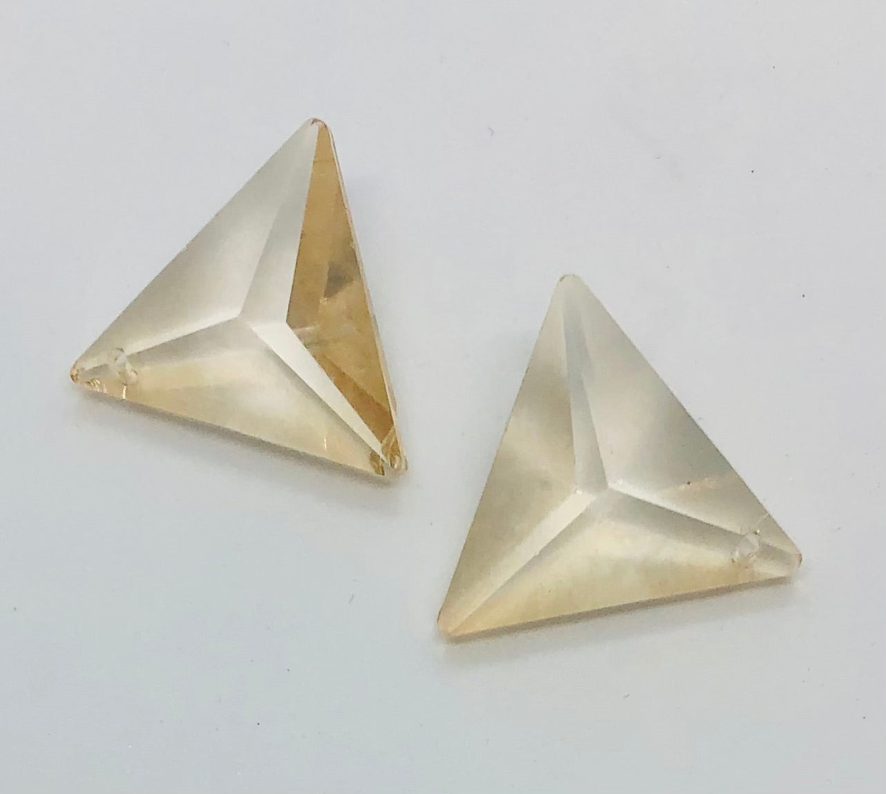 Honey Colored Faceted Transparent Triangle